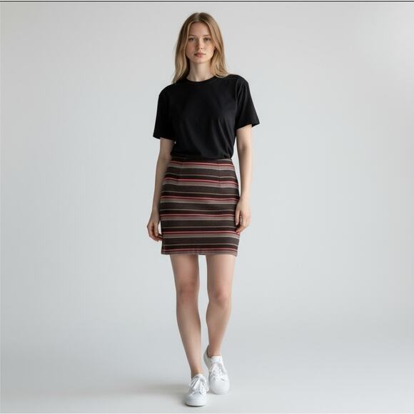 Free People Retro Stripe Stretchy Mini Skirt - Picture 2 of 9